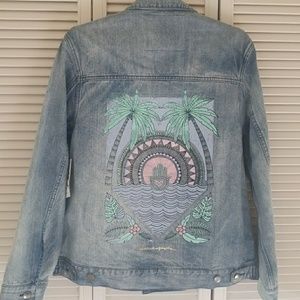 SPIRITUAL GANGSTER HAMSA TROPICAL DENIM JACKET